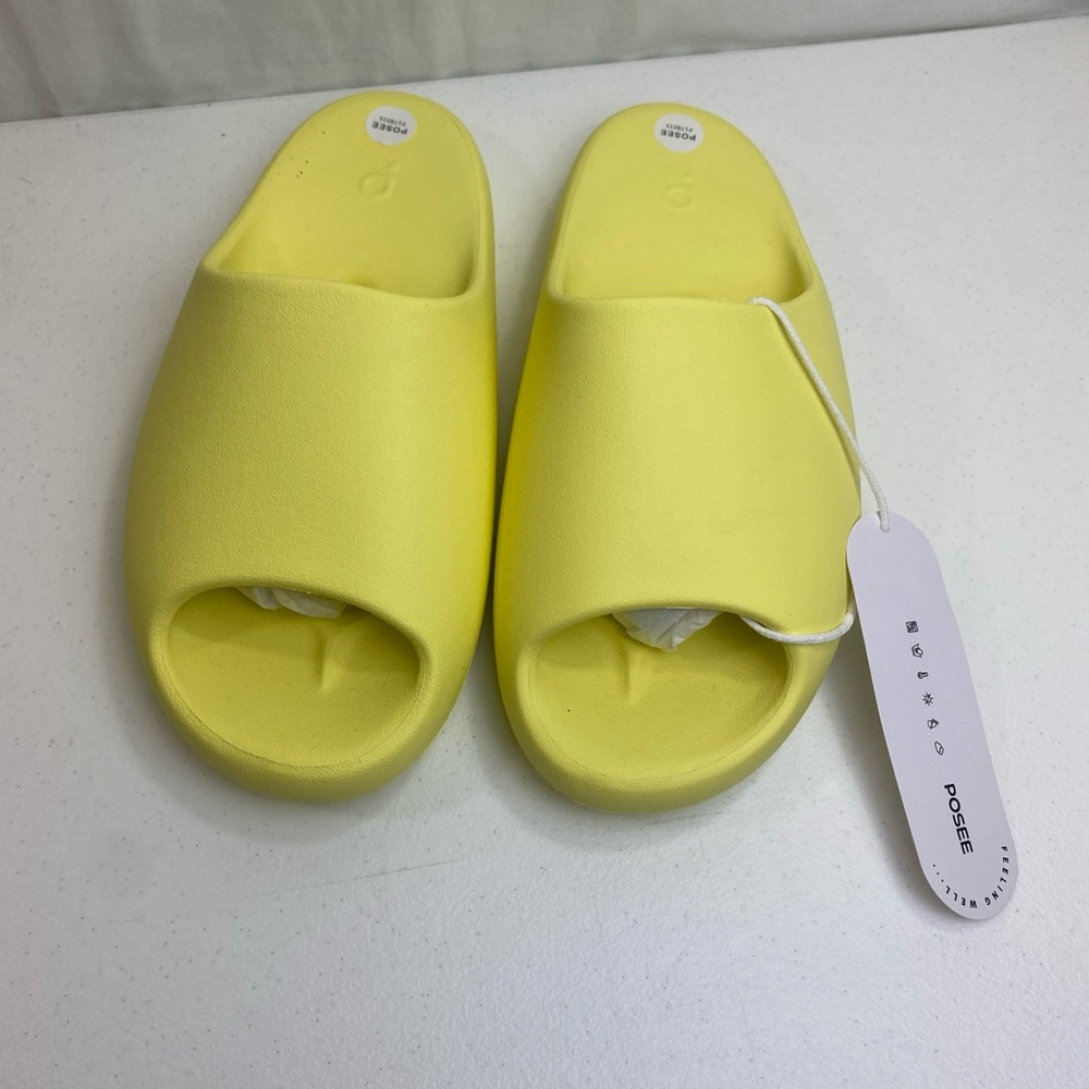 Posee Pillow Slides Yellow Unisex Cloud Cushion Pool Shoe Sz 44-45 US 10.5-11